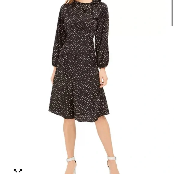 Calvin Klein Black Polka Dot Jacquard Midi Dress NWT Size 14 - Picture 11 of 11